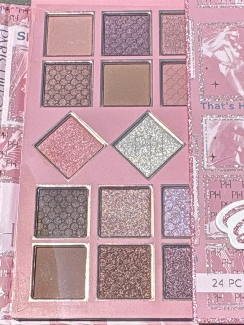 Paris Hilton Pink Shimmer & Matte 24-Piece Eyeshadow Palette with Glitter Bow